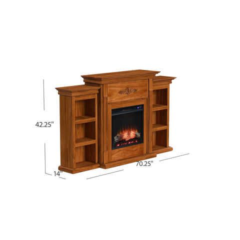 Image of Handsome bookcase fireplace with striking woodwork details Image 9