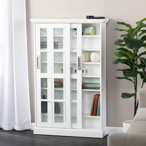 Image of Freestanding media cabinet with sliding doors Image 6