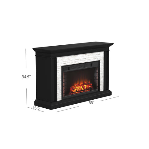 Image of Widescreen electric fireplace with faux stone surround Image 7