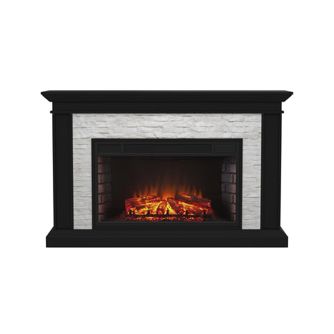 Image of Widescreen electric fireplace with faux stone surround Image 3