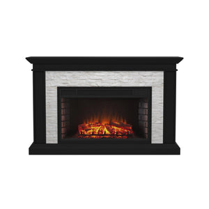 Widescreen electric fireplace with faux stone surround Image 3