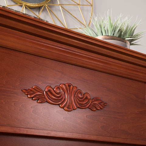 Image of Handsome bookcase fireplace with striking woodwork details Image 7