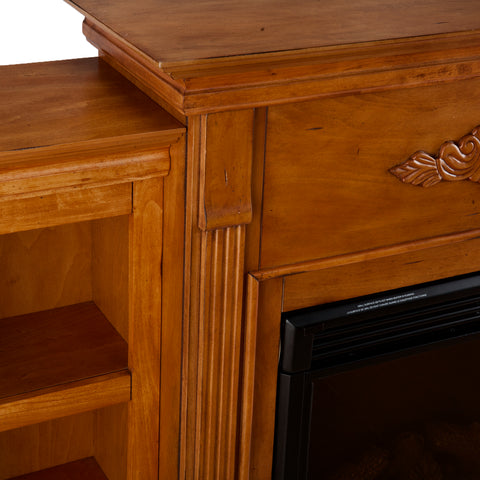 Image of Handsome bookcase fireplace with striking woodwork details Image 8