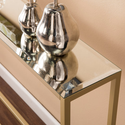 Image of Narrow console table with mirrored top Image 3