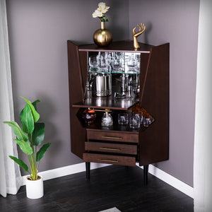 Corner home bar cabinet with storage Image 3