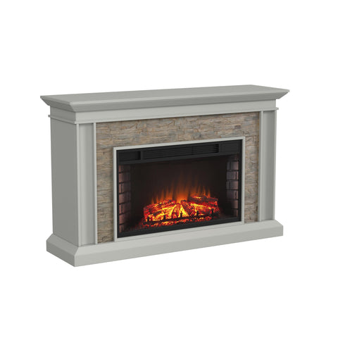 Image of Widescreen electric fireplace with faux stone surround Image 4