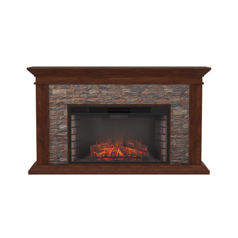 Image of Faux stone electric fireplace with 33" wide firebox Image 3