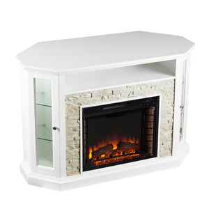 Electric firepace with faux stone surround Image 8