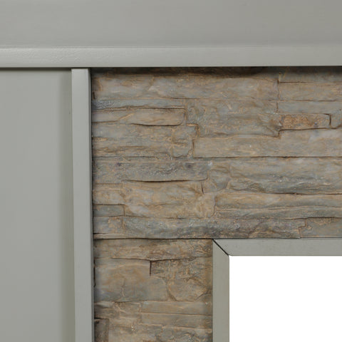 Image of Widescreen electric fireplace with faux stone surround Image 8