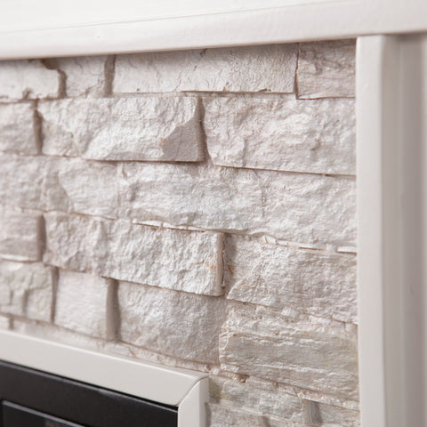 Image of Widescreen electric fireplace with faux stone surround Image 7