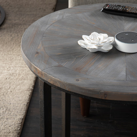 Image of Round end table w/ reclaimed wood tabletop Image 8