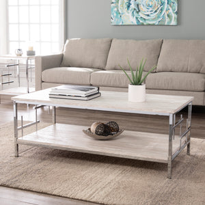 Modern coffee table w/ faux stone accents Image 1