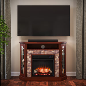 Electric firepace with touch screen and faux stone surround Image 1