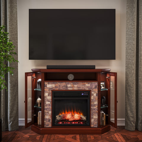 Image of Electric firepace with touch screen and faux stone surround Image 4