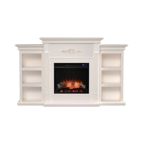 Image of Handsome bookcase fireplace with striking woodwork details Image 3