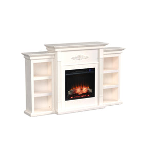 Handsome bookcase fireplace with striking woodwork details Image 4