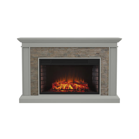 Image of Widescreen electric fireplace with faux stone surround Image 3