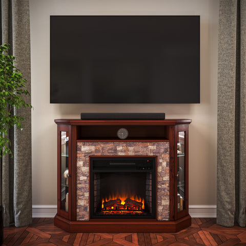 Image of Electric firepace with faux stone surround Image 1