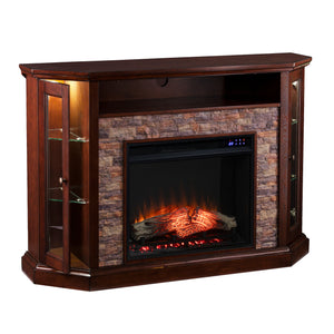 Electric firepace with touch screen and faux stone surround Image 6