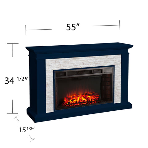 Image of Widescreen electric fireplace with faux stone surround Image 8