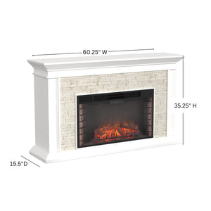 Faux stone electric fireplace with 33" wide firebox Image 7