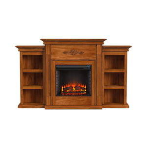 Handsome bookcase fireplace with striking woodwork details Image 3