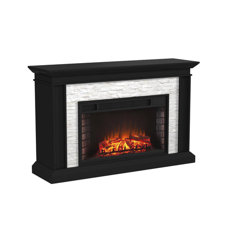 Image of Widescreen electric fireplace with faux stone surround Image 4