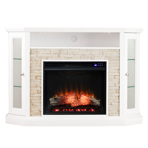 Image of Electric firepace with touch screen and faux stone surround Image 6