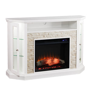 Electric firepace with touch screen and faux stone surround Image 5