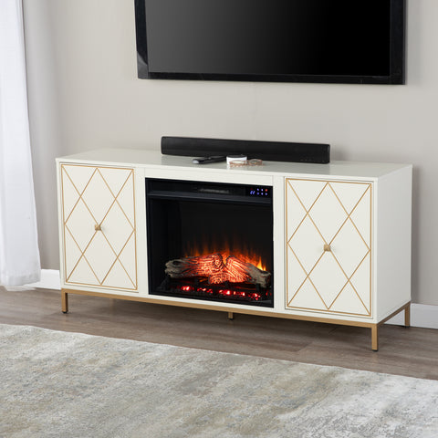 Image of Electric media fireplace with modern gold accents Image 1