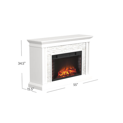 Image of Widescreen electric fireplace with faux stone surround Image 9