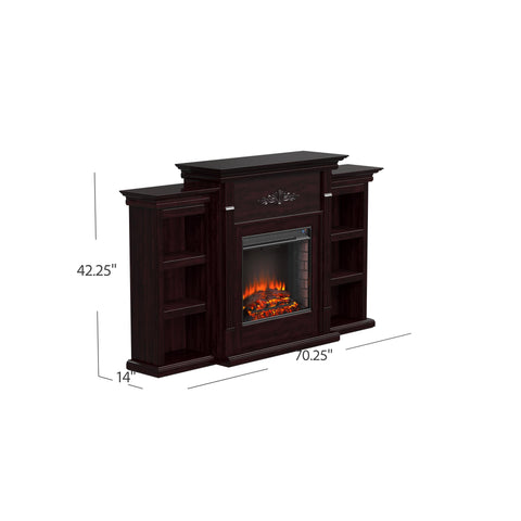 Image of Handsome bookcase fireplace with striking woodwork details Image 9