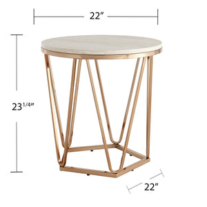 Round side table with faux travertine Image 9