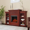 Handsome bookcase fireplace with striking woodwork details Image 1