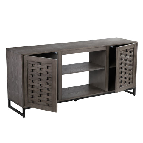 Image of Gray TV stand with media storage Image 9