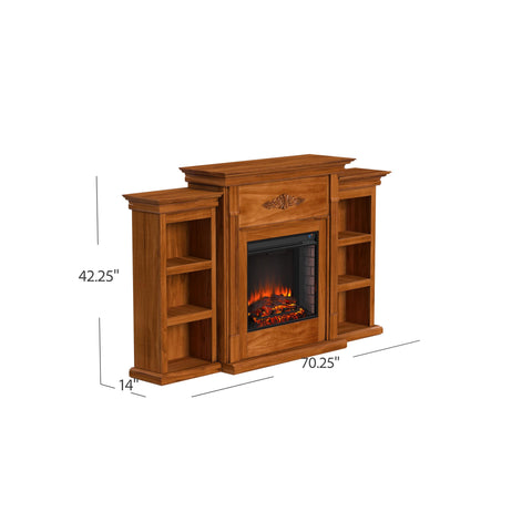 Image of Handsome bookcase fireplace with striking woodwork details Image 10