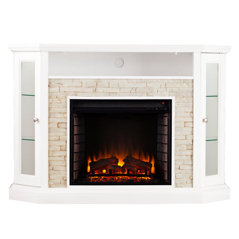 Image of Electric firepace with faux stone surround Image 6