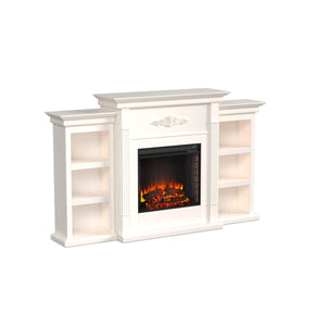 Handsome bookcase fireplace with striking woodwork details Image 3