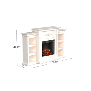 Handsome bookcase fireplace with striking woodwork details Image 6