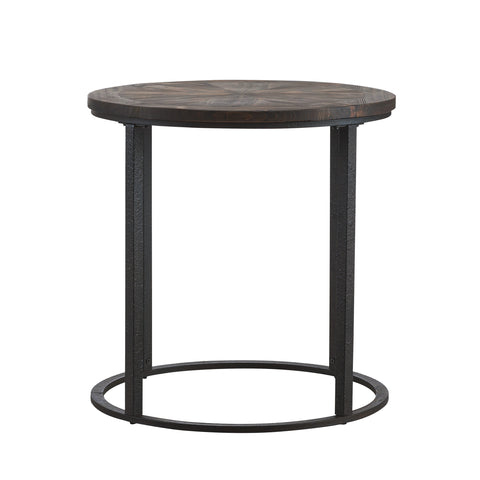 Image of Round end table w/ reclaimed wood tabletop Image 6