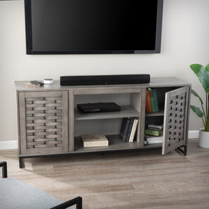 Gray TV stand with media storage Image 6