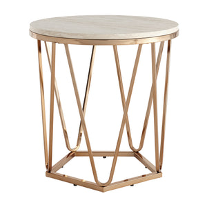 Round side table with faux travertine Image 6