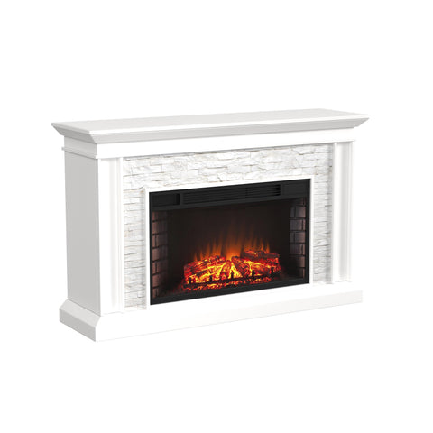 Image of Widescreen electric fireplace with faux stone surround Image 4