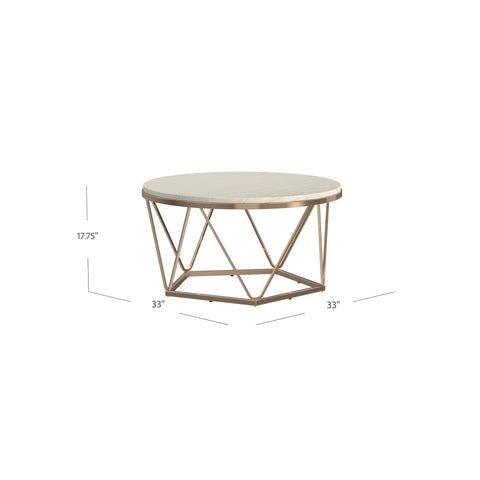 Image of Round coffee table with faux travertine Image 8