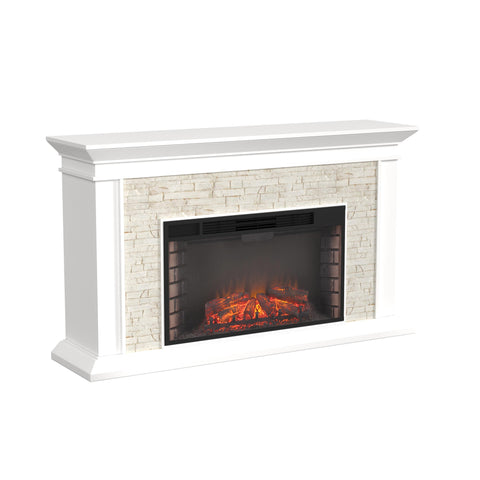 Image of Faux stone electric fireplace with 33" wide firebox Image 4