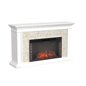 Faux stone electric fireplace with 33" wide firebox Image 4