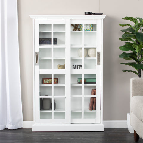 Image of Freestanding media cabinet with sliding doors Image 1