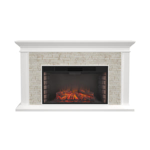 Faux stone electric fireplace with 33" wide firebox Image 3