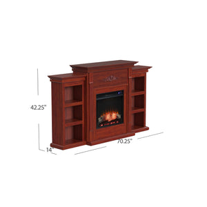 Handsome bookcase fireplace with striking woodwork details Image 9