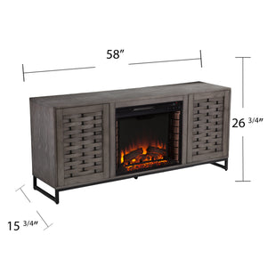 Gray TV stand with electric fireplace Image 3